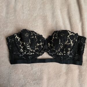 Victoria's Secret Black Lace Strapless Longline Bandeau